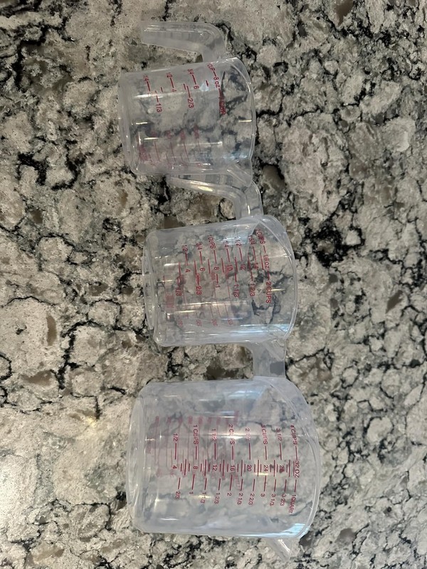 3 Pack Measuring Cup Set – 250ml, 500ml, 1000ml Plastic Cups for Kitchen Use gallery
