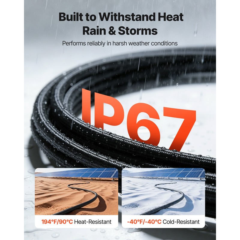 Uimoso 30FT Solar Panel Extension Cable 10AWG Wire Flame-Resistant Connectors gallery