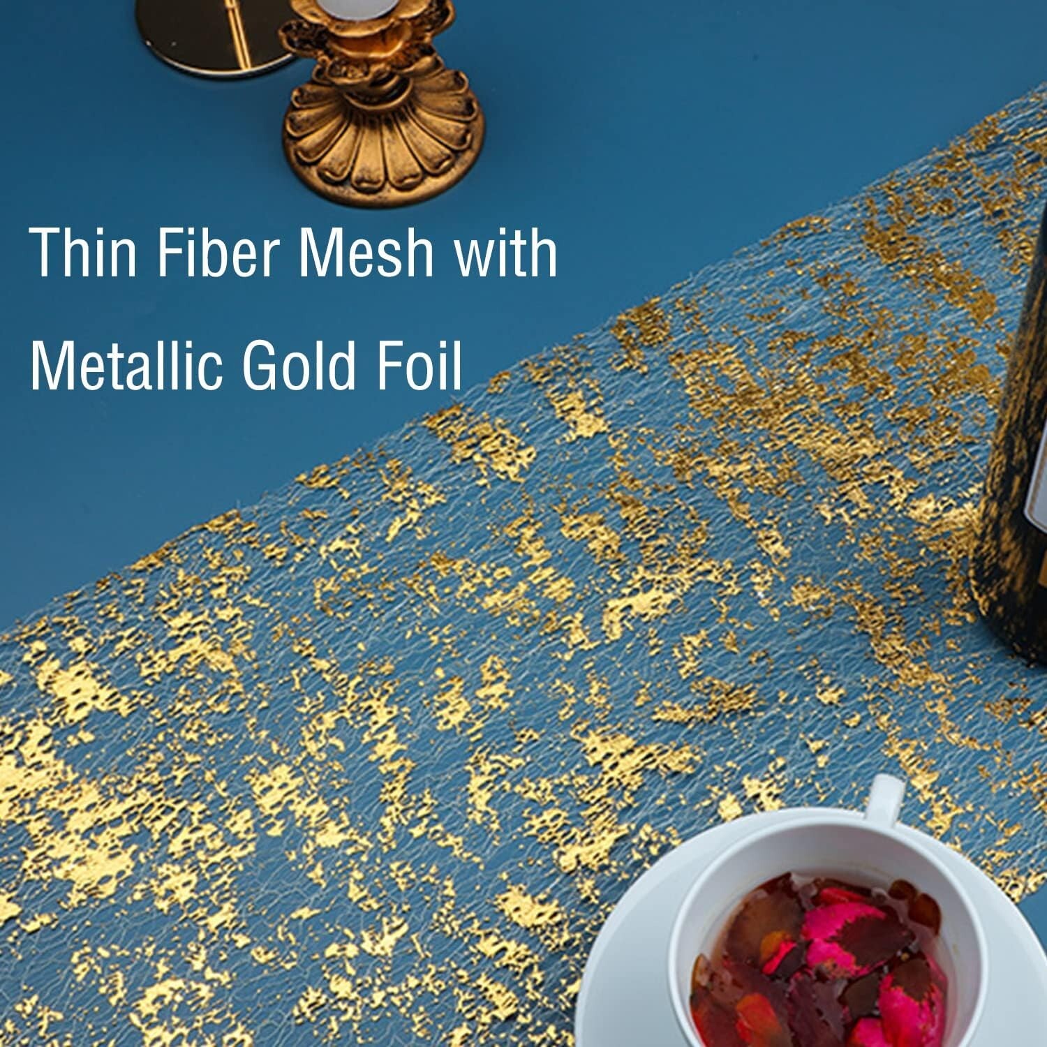 11"x108" GOLD Metallic Thin Mesh Polyester TABLE RUNNER Linens Party Events gallery
