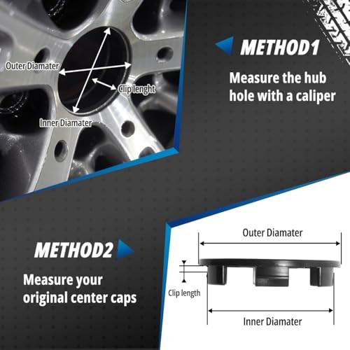 4 Pack Wheel Center Caps Kit for 20" SRT Replica Wheels, OD 68 mm / 2.68 black gallery