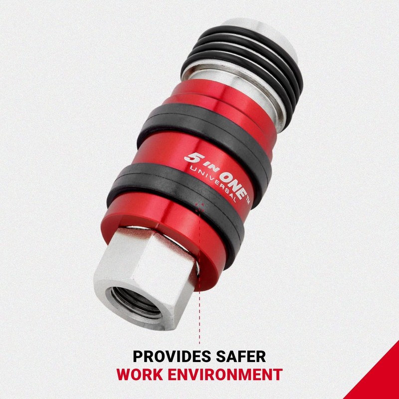 Milton 1750 5 In ONE Universal Quick-Connect Coupler 1/4" FNPT Pack of 5 gallery