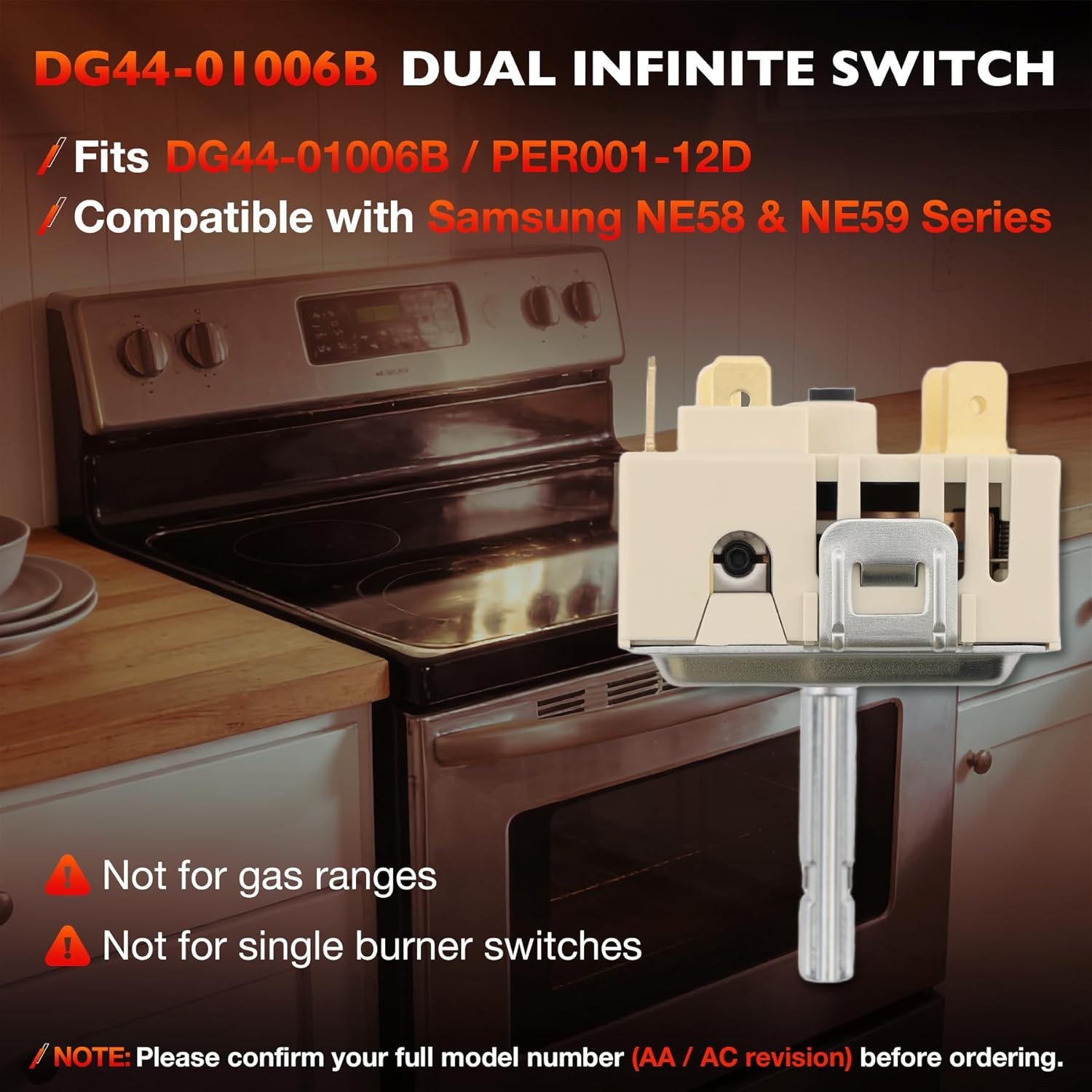 DG44-01006B Dual Burner Infinite Switch For Samsung Electric Range Oven Control gallery