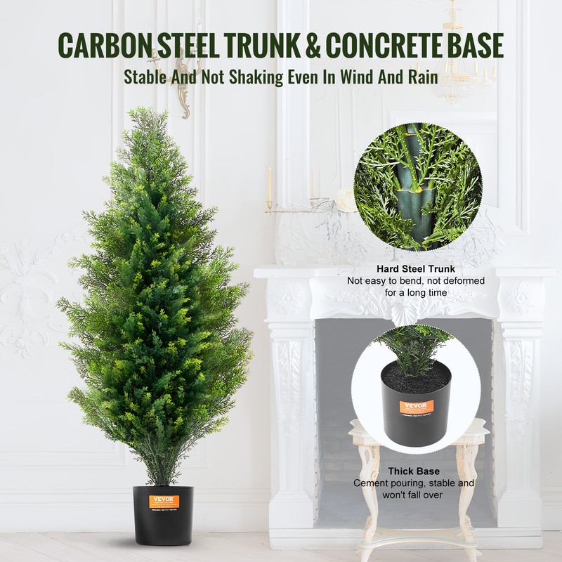 VEVOR 2 Pack 3' Artificial Cedar Topiary Tree Faux Plant UV Decor In/Outdoor gallery