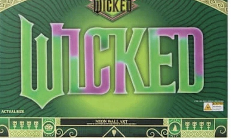 Wicked Lighted Wall Sign Letter Shape, Horizontal, Green Purple White Plastic gallery
