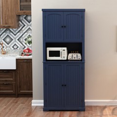 72″ Tall Kitchen Storage Cabinet Pantry Cupboard w/ 4 Doors & Adjustable Shelves