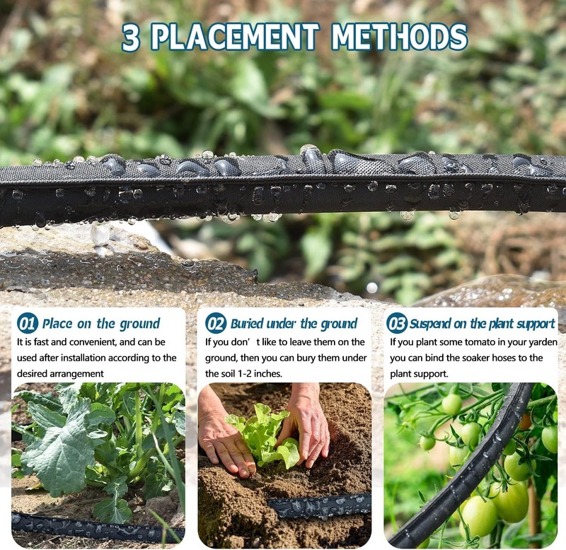 4 Pack Flat Soaker Hose 25FT for Garden Beds, Lightweight Drip Soaker Hose 100 f gallery