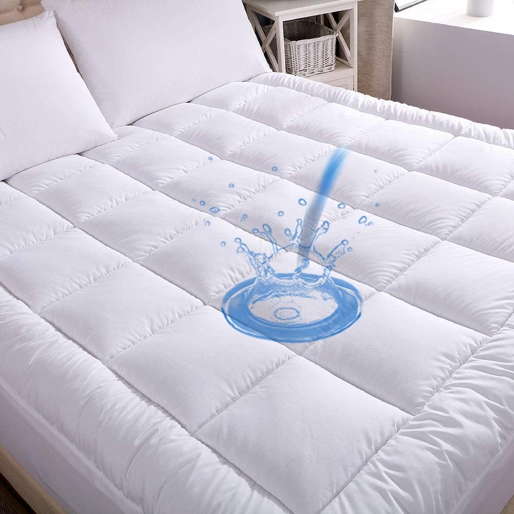 WhatsBedding Cotton Waterproof Mattress Pad Queen Size Top Down Alternative gallery