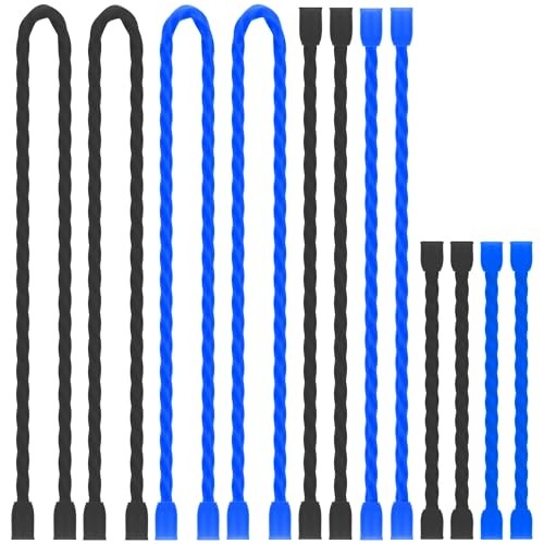 12pcs 3-12Inch Silicone Cable Ties Reusable Steel-Core 3-12 Inch Black&blue gallery