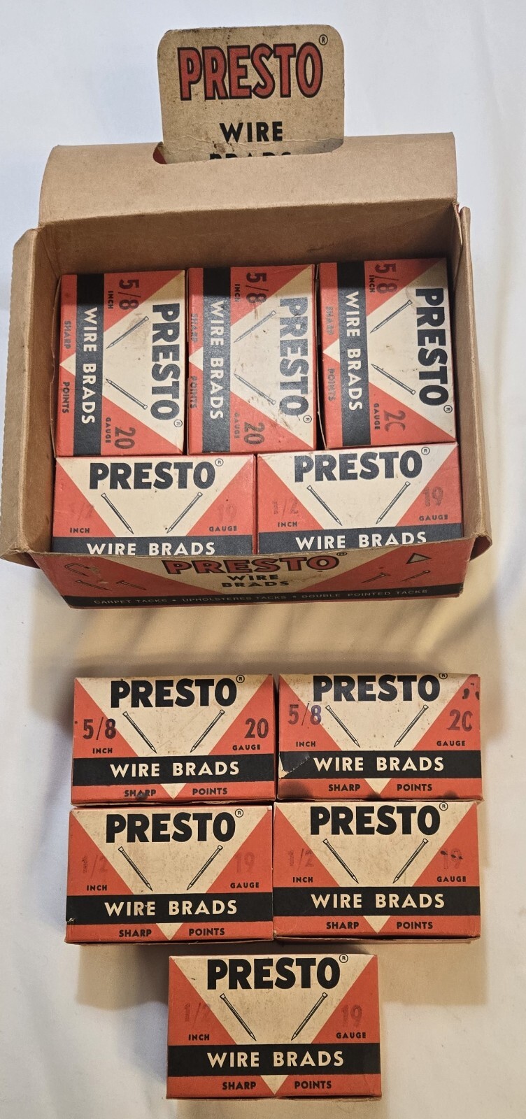 Vintage Presto Wire Brads - Box contains 10 1/4 pounds boxes gallery