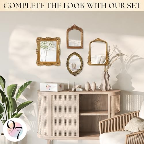 Small Oval Mirror for Table - Gold Vintage Mirror for Tabletop and Wall gallery