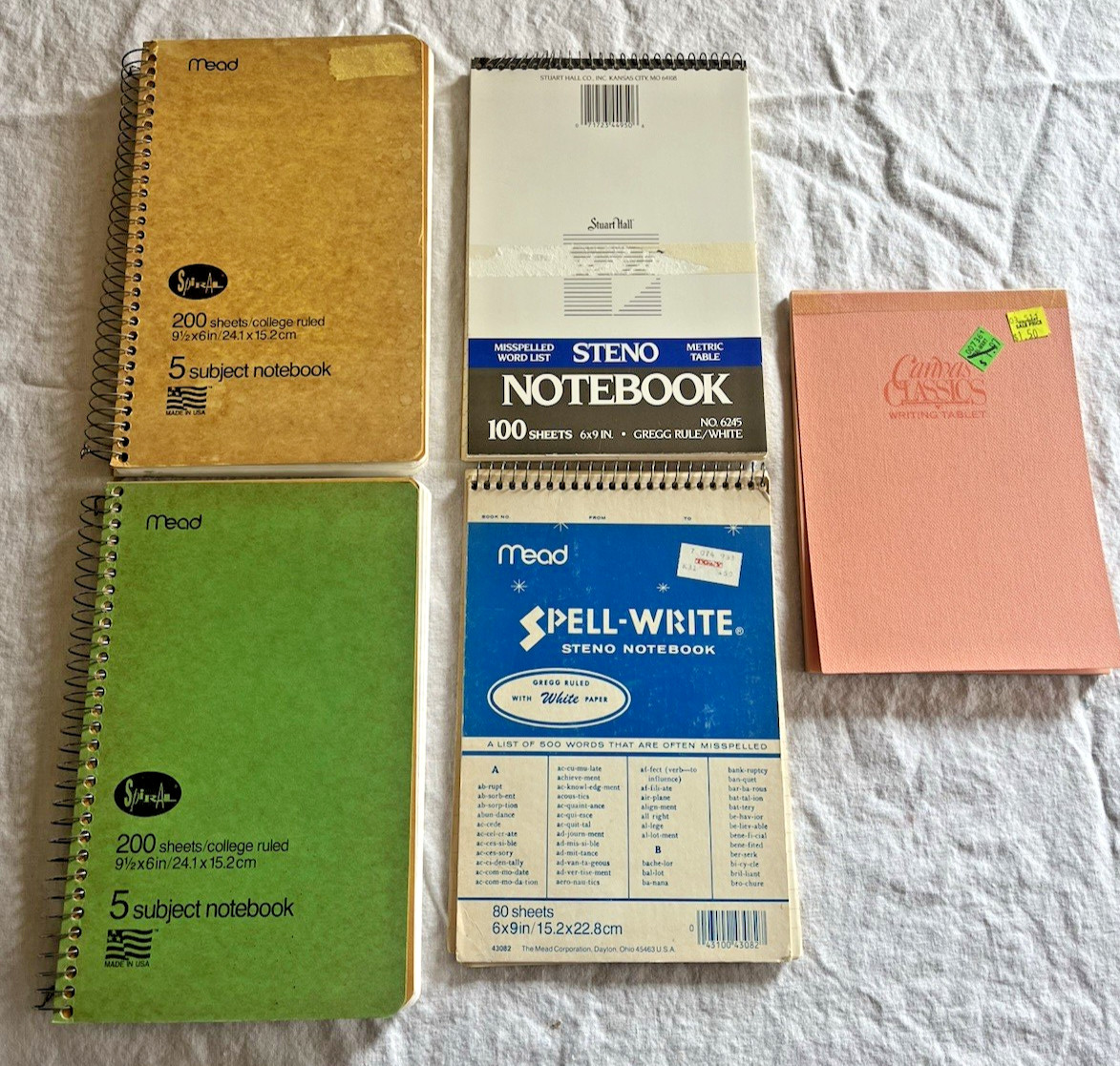 Vintage Notebook Tablet Lot Mead 5 Subject Spell Write Steno Lined Pages 1980s gallery
