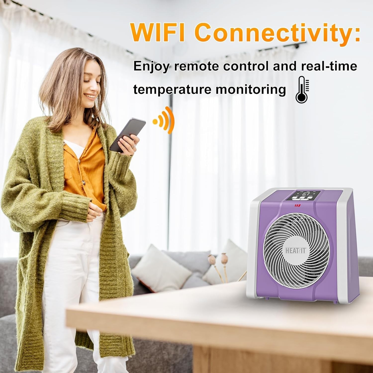 Digital Remote Control Space Heater with Timer - 1500W/750W Power gallery