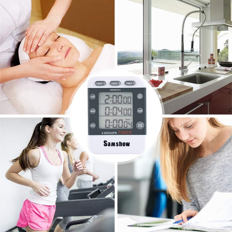 (2 Pack) Digital Kitchen Timers for Cooking Triple Timer Count Up/Down Dual Time gallery