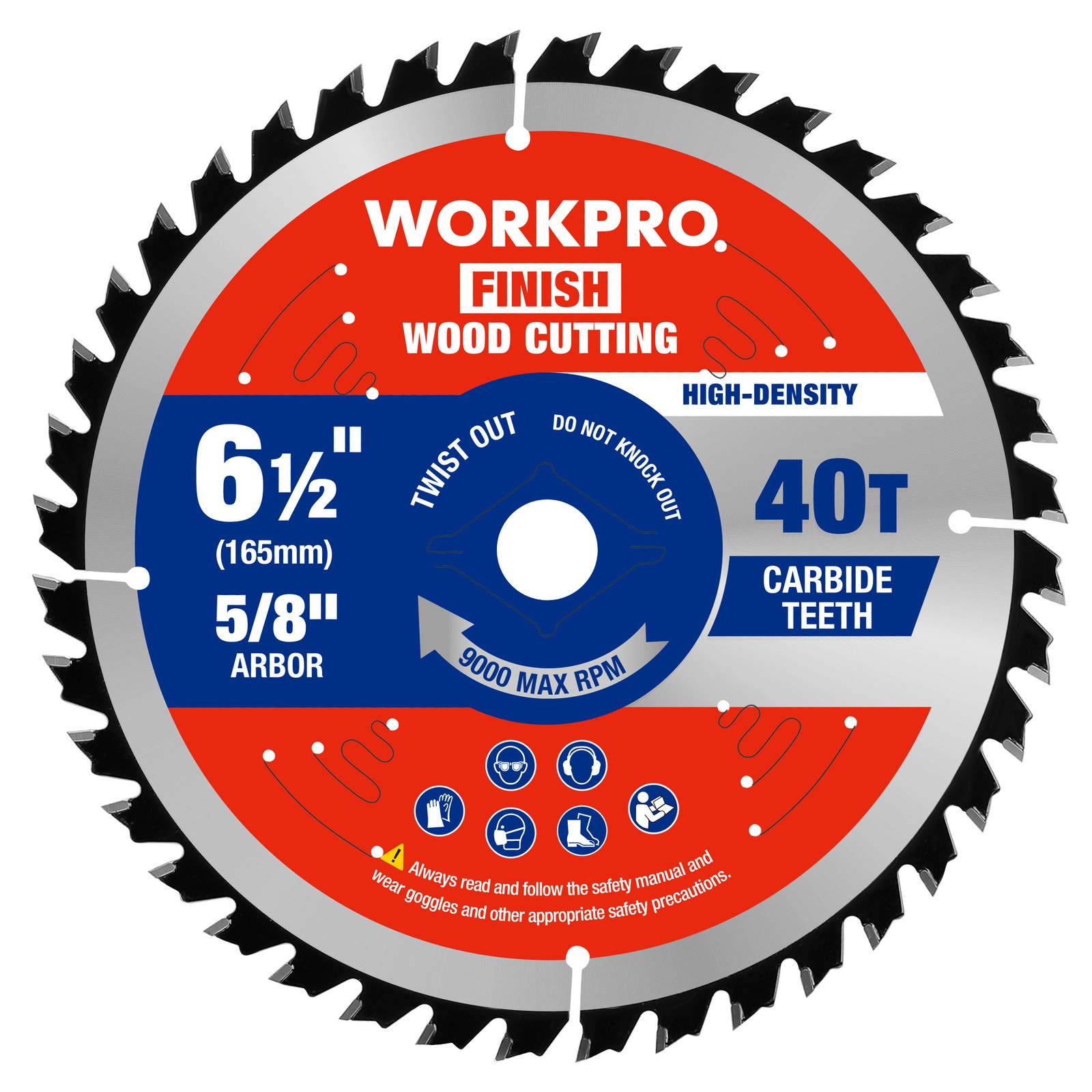 WORKPRO 6-1/2'' Circular Saw Blade 40T Wood Cutting Carbide Tipped Woodworking gallery