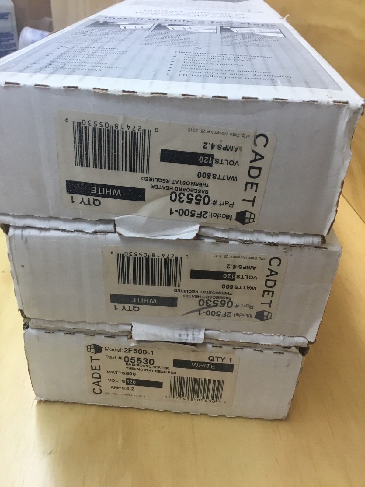 3 New In Box Cadet 30” Baseboard Electric Heaters Model 5530 500 Watts FREE SHIP gallery