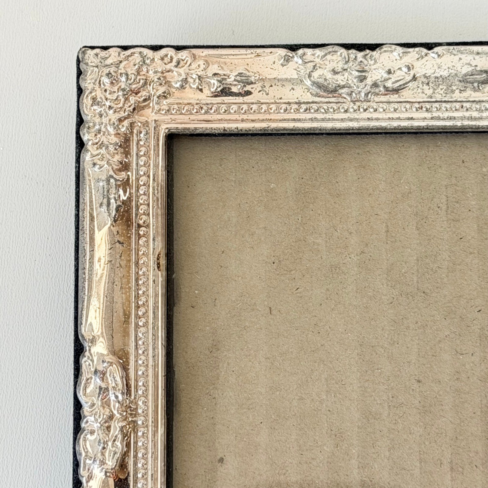 Vintage Ornate Rococo Picture Frame 3.5x5 Silver Baroque Scroll French Old World gallery