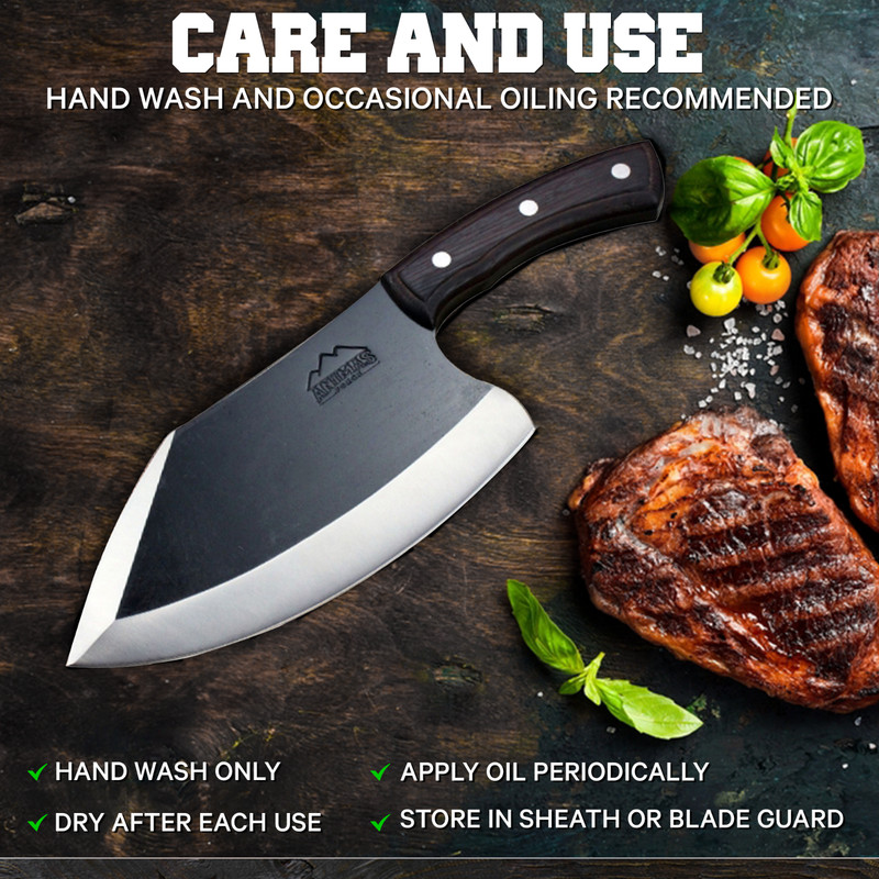 Animas Forge Dynamite Cleaver 8” Hand Forged High Carbon Steel Knife in Wood Box gallery