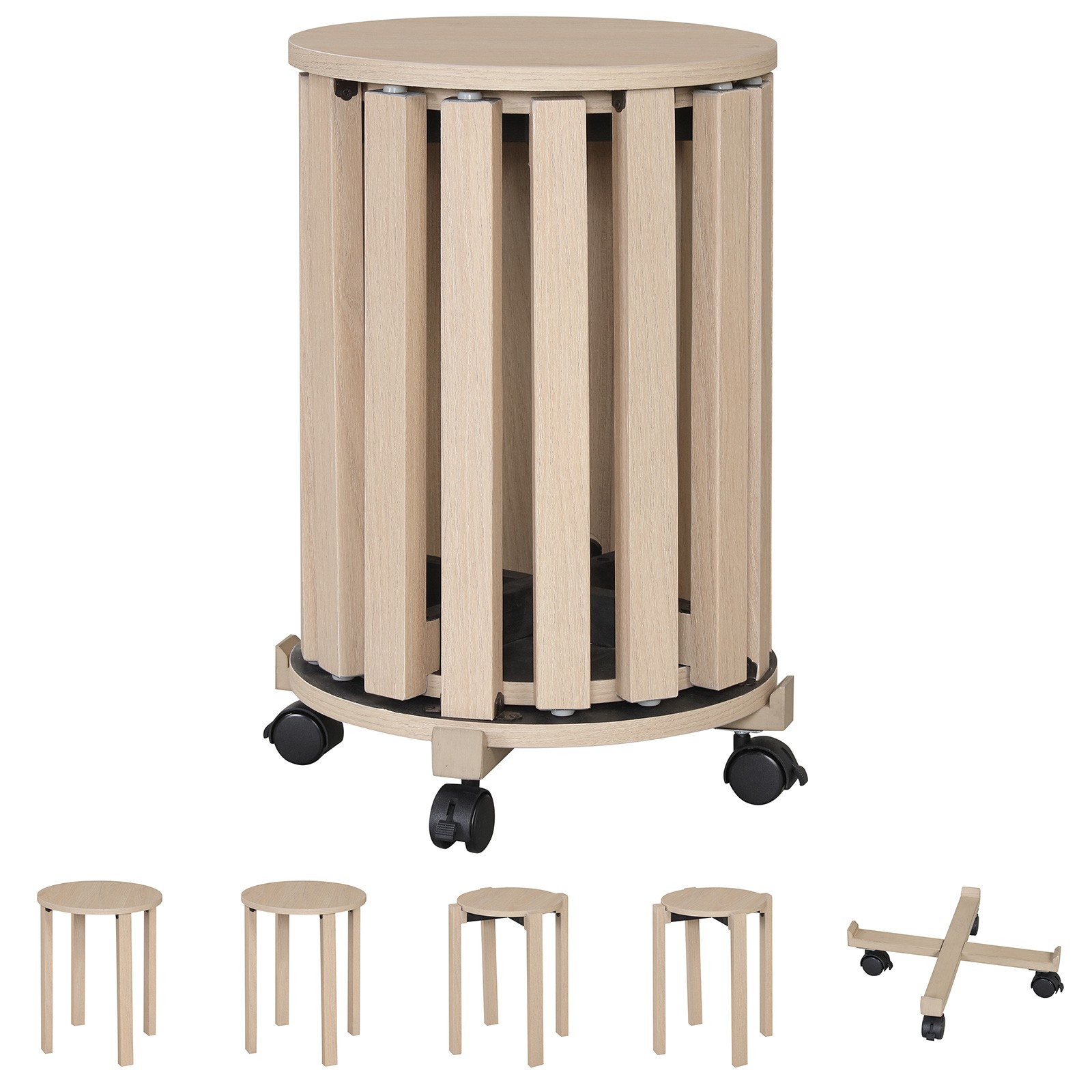 Stackable Stools Set of 4 w/Rolling Base Locking Casters for Kitchen Apartments gallery