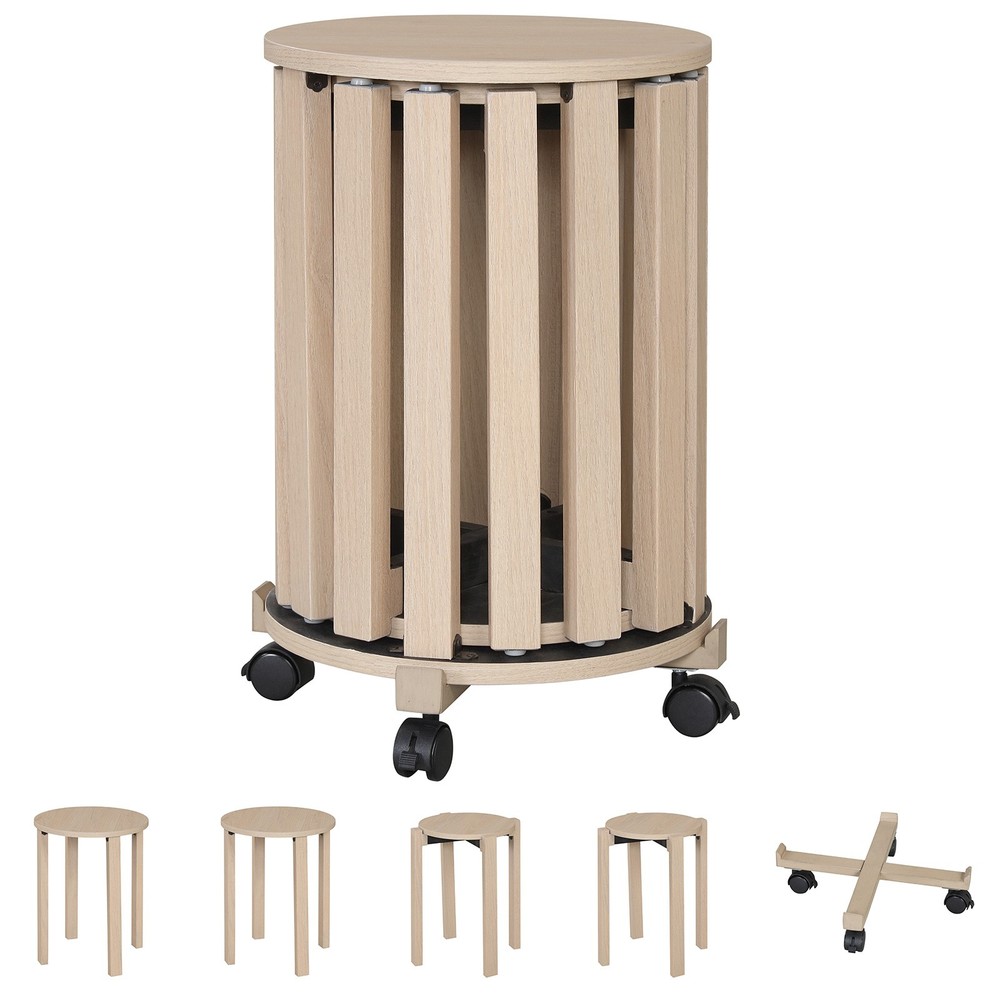 Stackable Stools Set of 4 w/Rolling Base Locking Casters for Kitchen Apartments