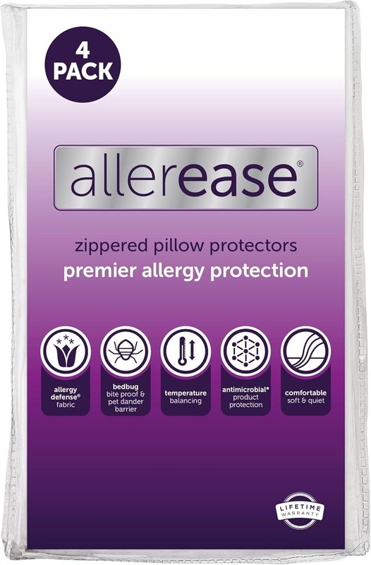 4 Standard/Queen Size AllerEase Protectors - Breathable, Allergy Relief Covers gallery