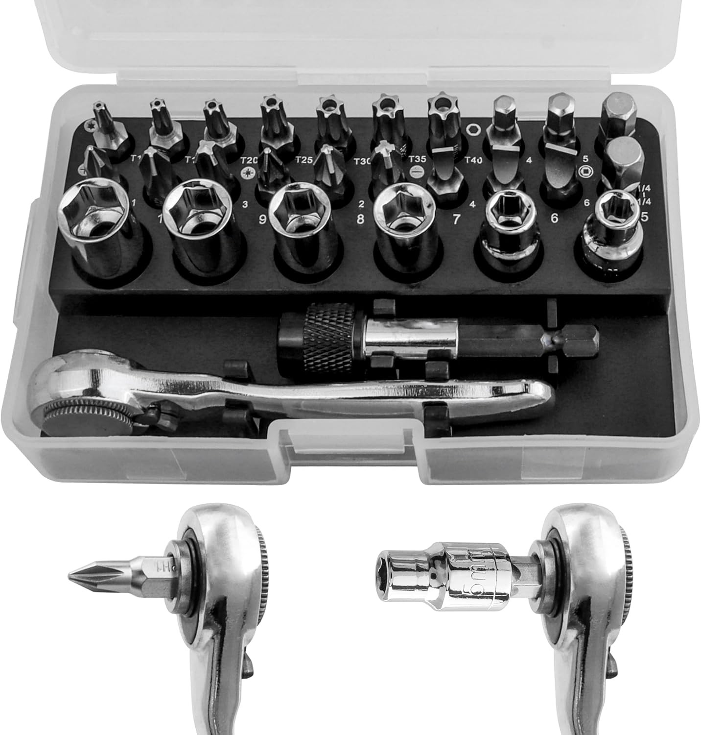 28 in 1 Mini Ratchet Screwdriver Bit Socket Set, Right Angle Small Ratchet Wrenc gallery