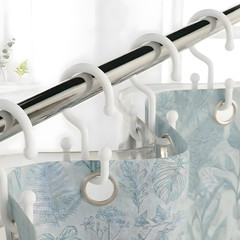 Plastic Double Shower Curtain Hooks,12Pcs Bathroom Shower Curtain Hooks, Smooth