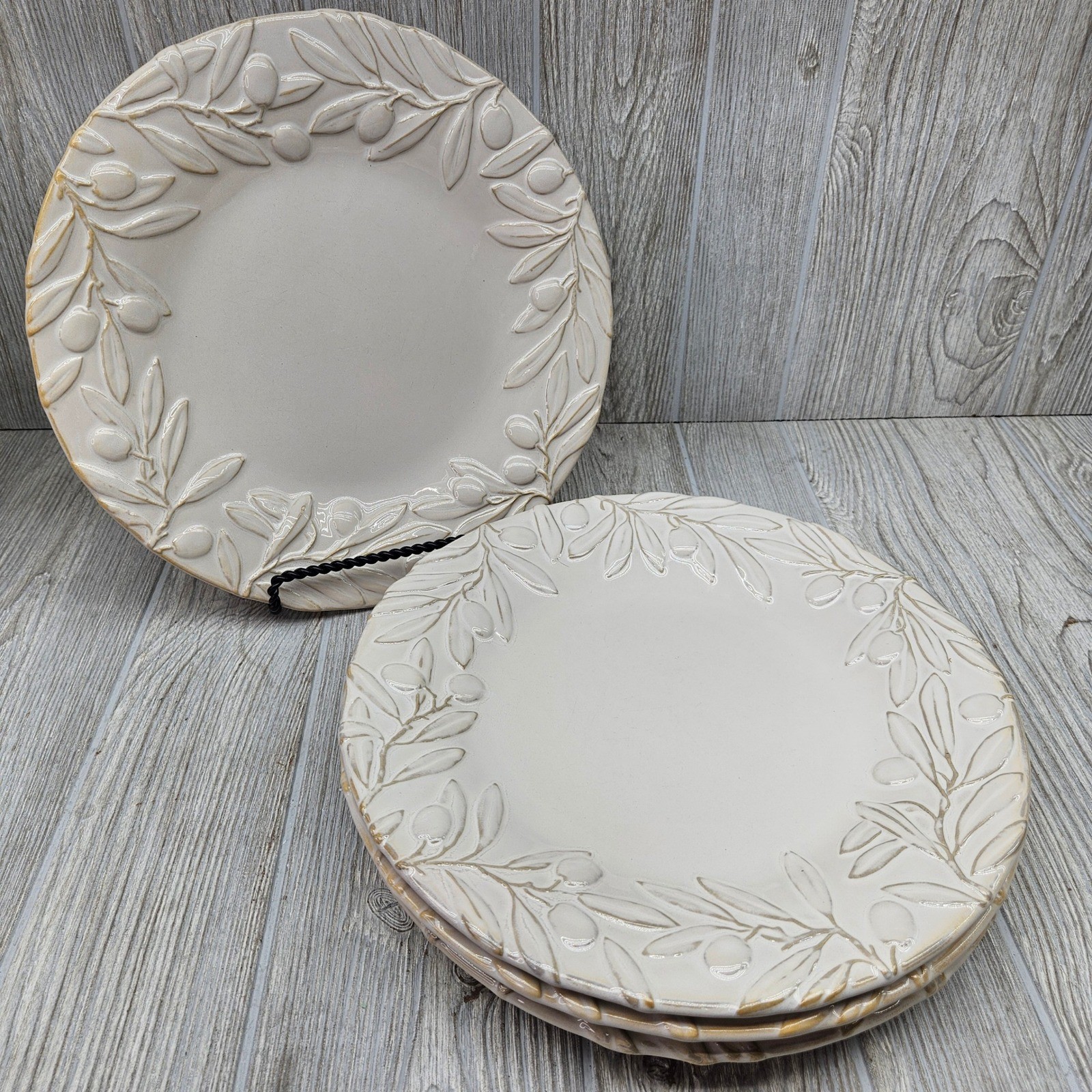 Certified International Tuscan Olive Branch Leaf Set of 4 Dinner Plates Heavy gallery