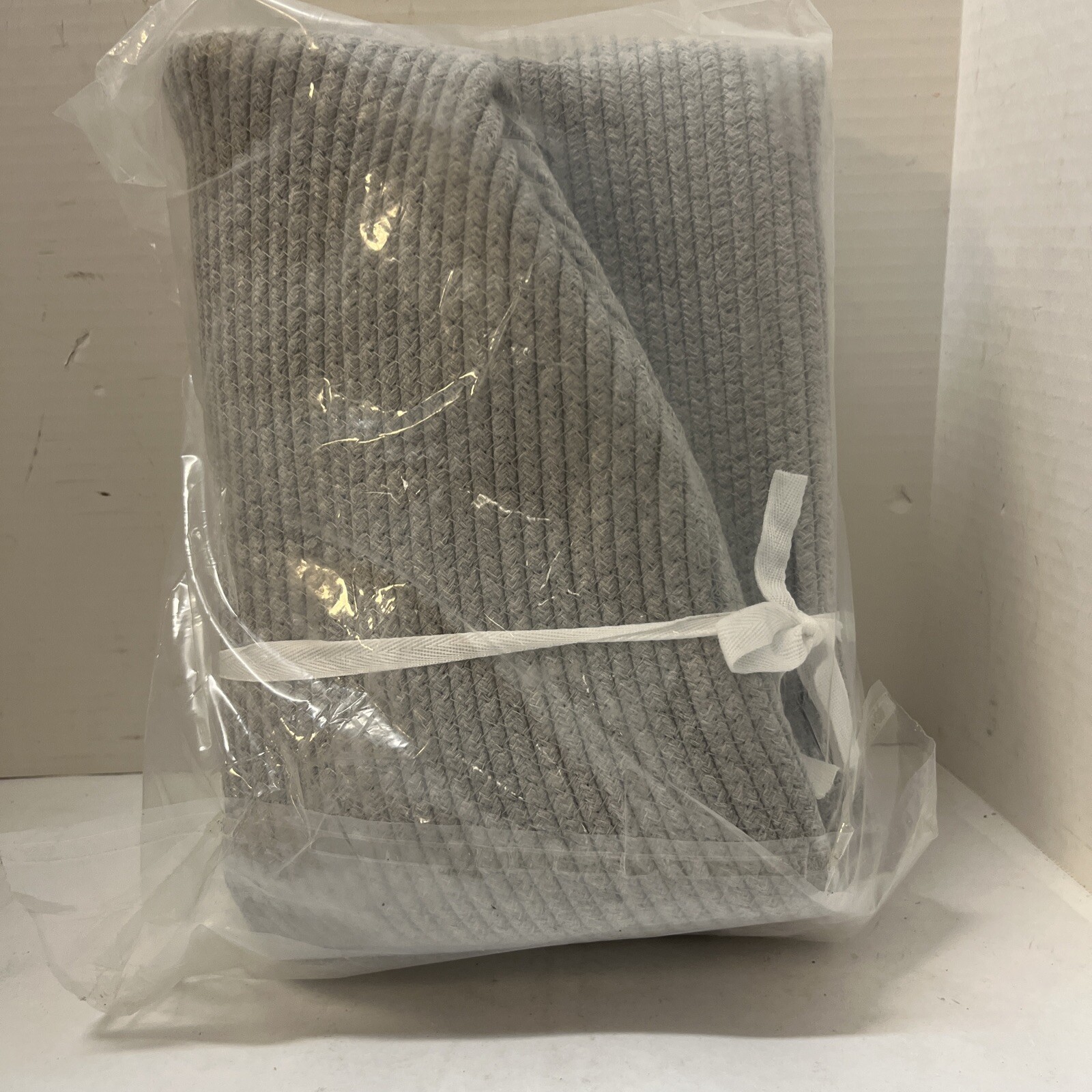 Laundry Basket Curved Cotton Rope Basket With Handles For All Rooms Gray gallery