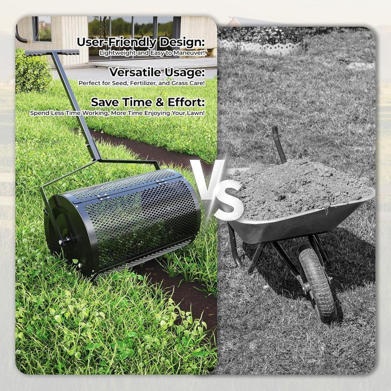 Compost Spreader Peat Moss Spreader 24" Wide Sphagnum Roller for Topsoil gallery