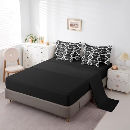 Western Aztec Sheet Sets 7 Piece, Native American Navajo Queen Black Grey White gallery