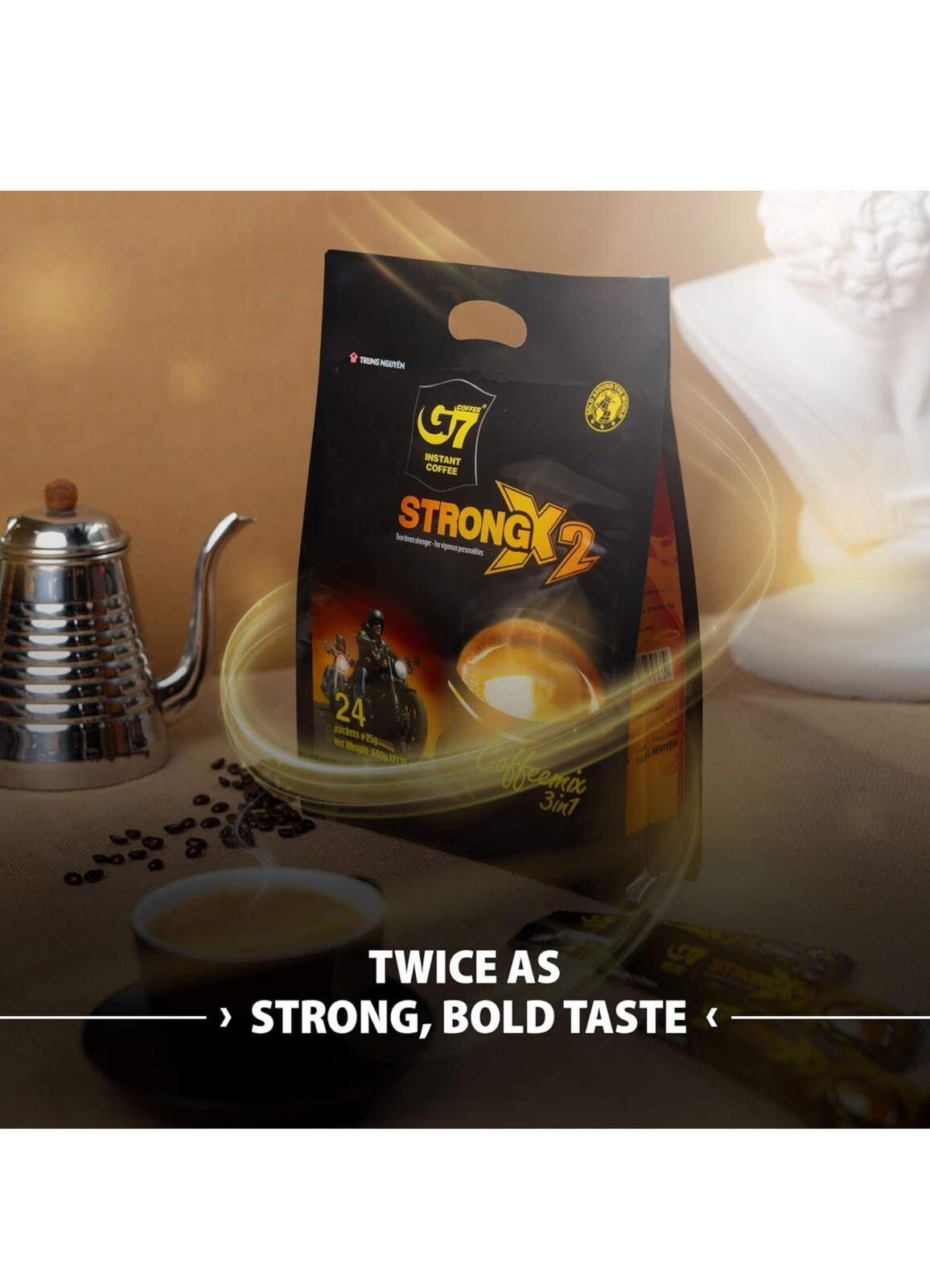 — G7 Strong X2 3 in 1 Instant Coffee — Roasted Ground Coffee Blend w/Non-dair... gallery