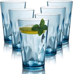 Unbreakable Plastic Glass Drinking Glasses Set of 6 Reusable,Dishwasher Safe