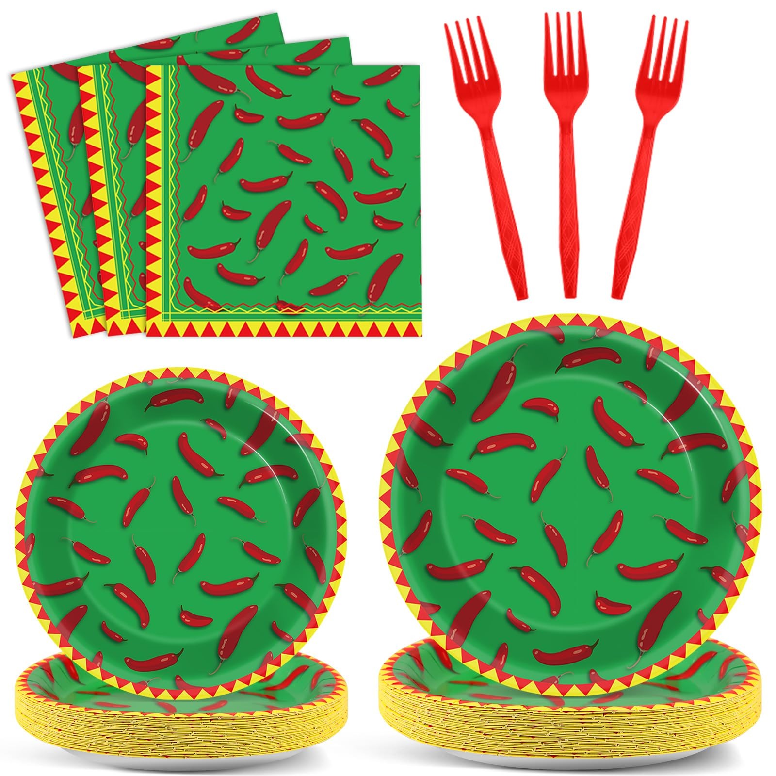 100 Pcs Chili Cook Off Party Plates and Napkins Set Pepper Birthday Decoratio... gallery