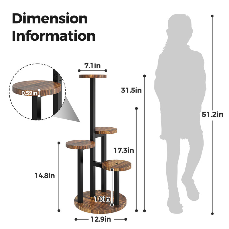 Bamworld Plant Tables Indoor Corner Plant Stand Tall Metal Wood Plant Shelf gallery