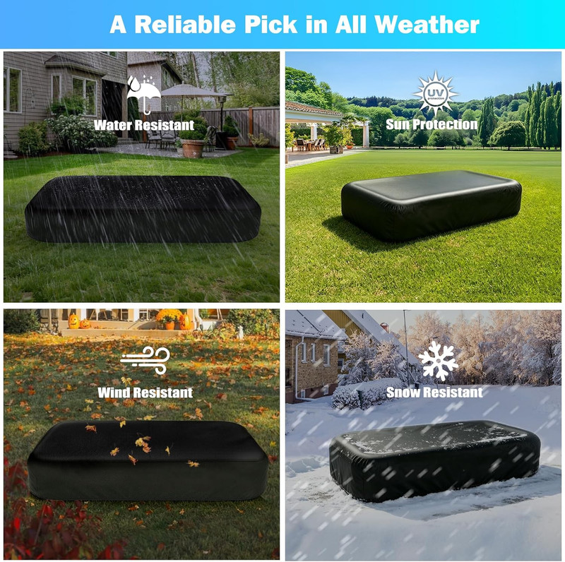 Rectangle Inflatable Pool Cover, Fits 103" L X 69" W Blow up Pool Cover with Ela gallery