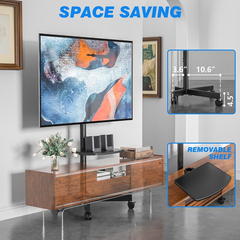 Black Universal Mobile TV Stand for 23-55 Inch TVs with Mute Wheels up to 88 lbs gallery