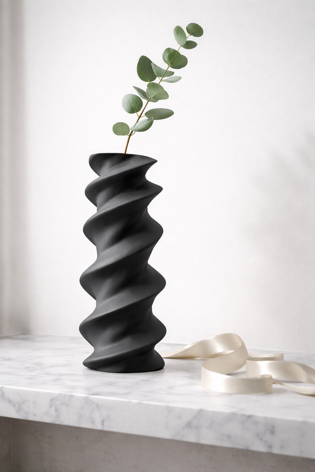 Spiral Tower Vase | Twisted Helix Sculpture | 3D Printed Matte | 4 Colors gallery