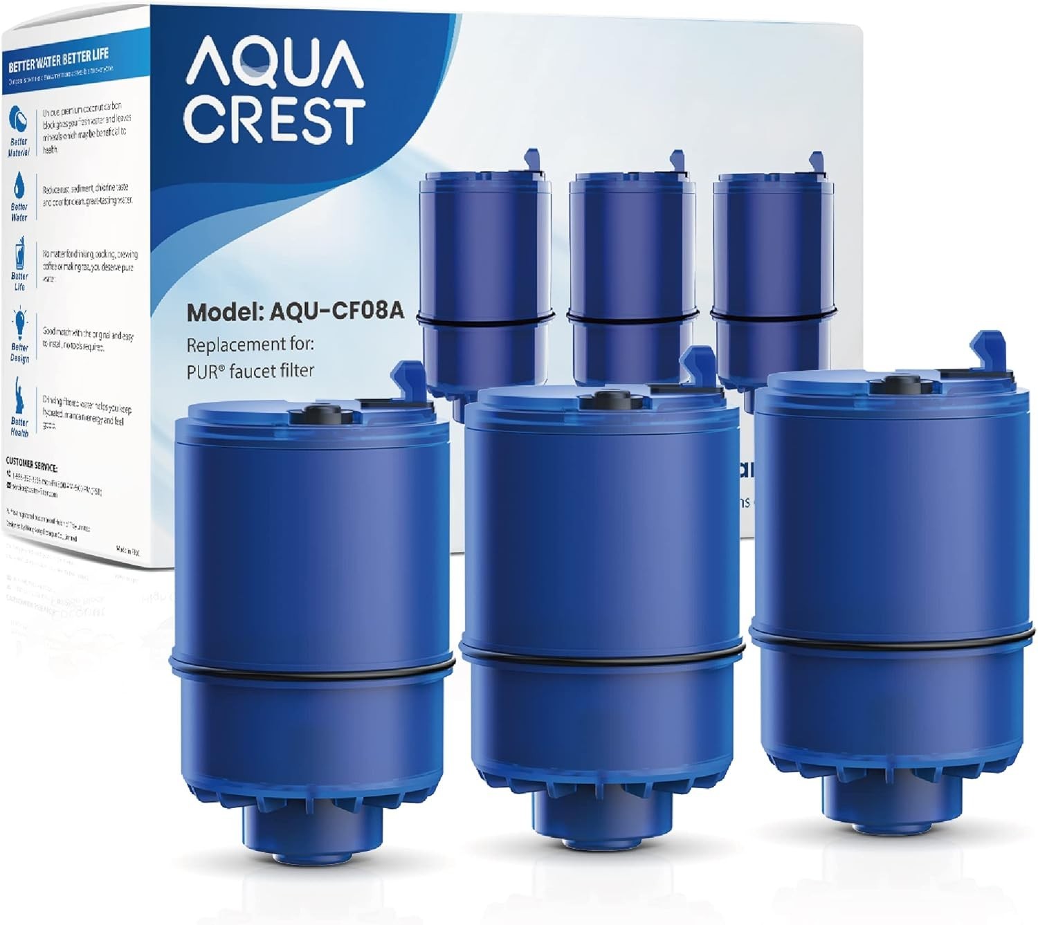 AQUA CREST 3 Pack Faucet Filter Replacement for All PUR®Plus, NSF 42 Certified gallery