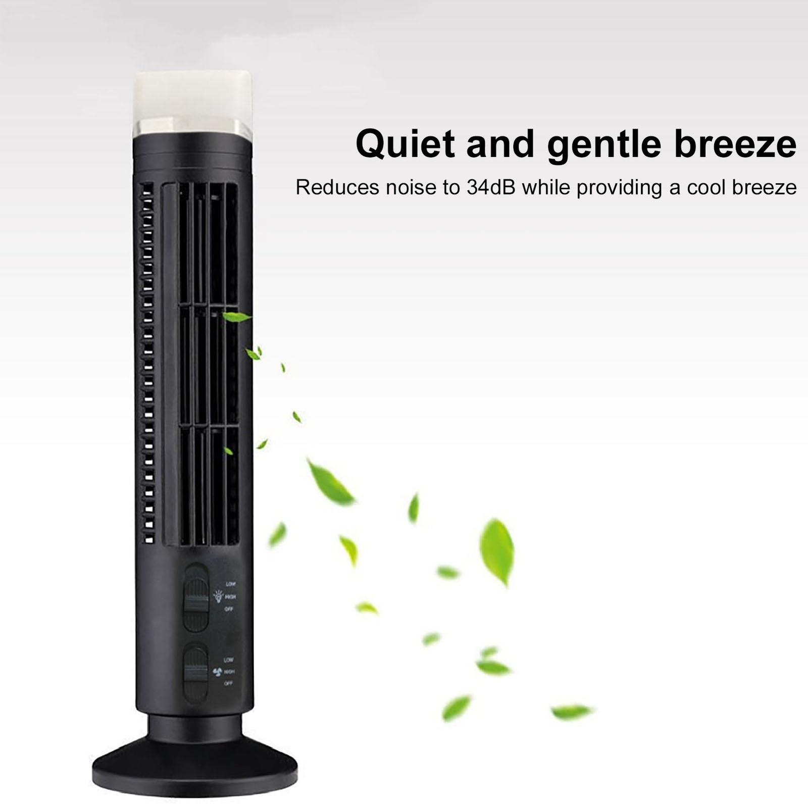Bladeless Tower Fan Portable USB Desk Fan for Home Bedroom Office Black gallery