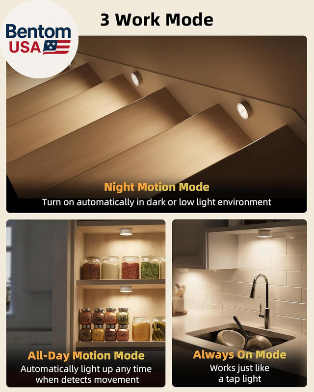 4 Pack Motion Sensor Closet Lights with Charging Station, 1200Mah Rechargeable L gallery