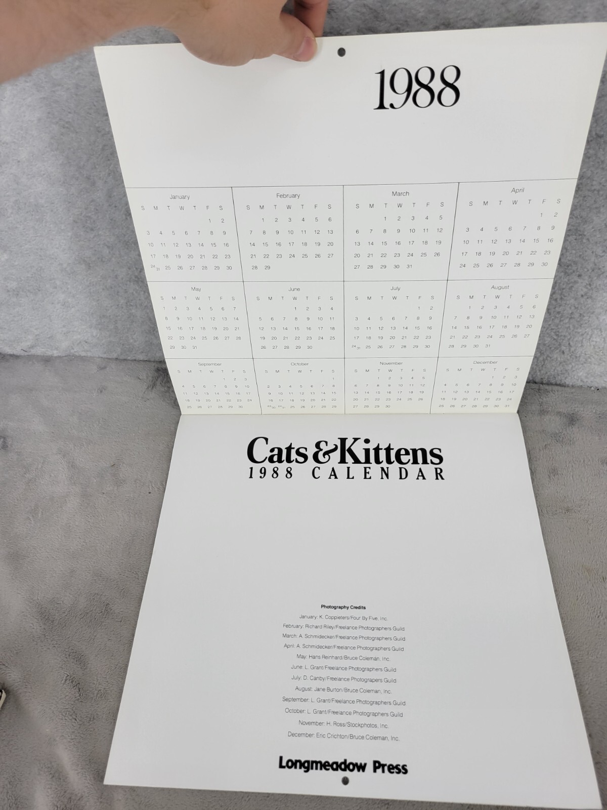 Vintage 1988 Cats & Kittens Tabletop Calendar by Longmeadow Press Collectible gallery