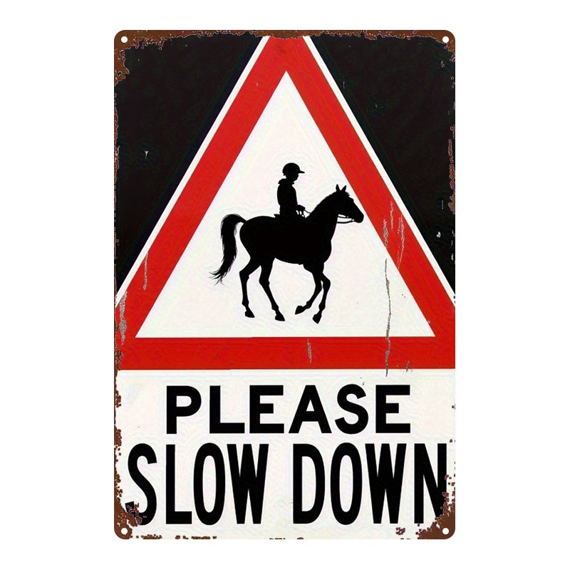 Metal Equestrian Warning Sign 8x12 inches Vintage Distressed gallery