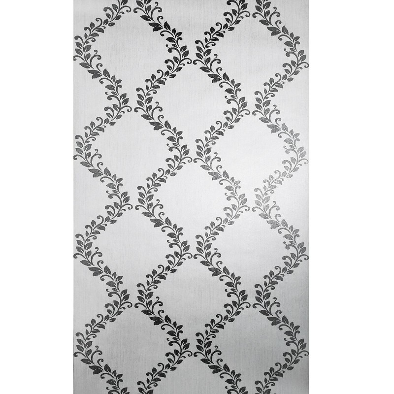 Glitter Embossed Victorian Wallpaper White Silver Gray metallic floral Damask 3D gallery