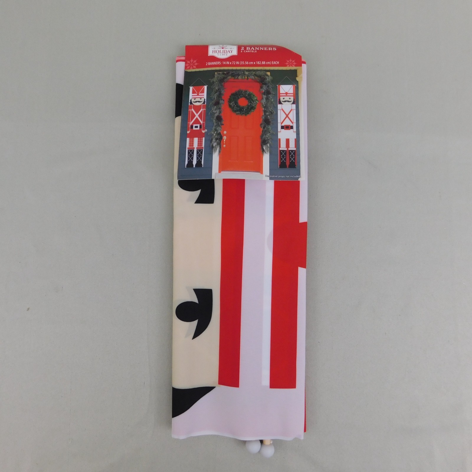 Holiday Time 2pc Set 72" Long Christmas Banners Red/White Nutcracker Print #9137 gallery