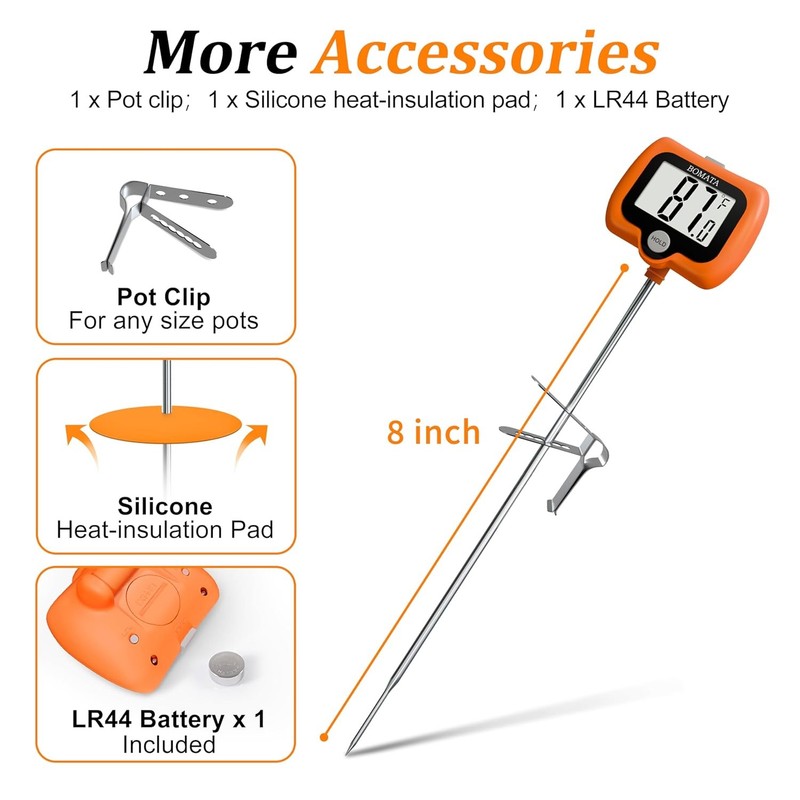BOMATA Digital Candy Thermometer with Pot Clip, Deep Fry Oil Thermometer with gallery