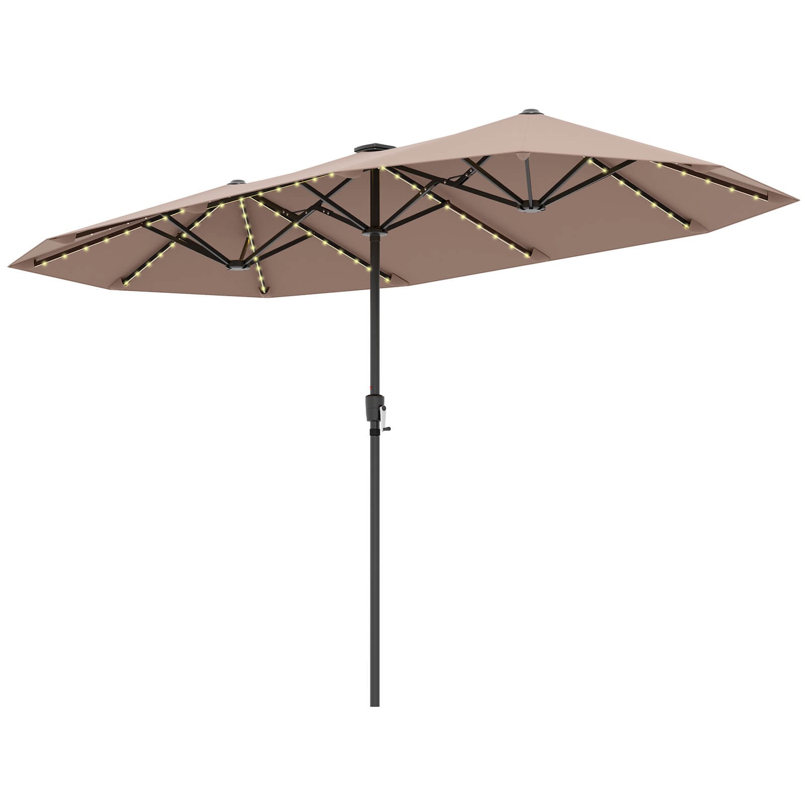 13 FT Large Patio Umbrella w/ LED Solar Lights Crank Handle 12 Heavy-Duty Ribs gallery