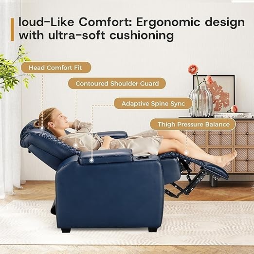 EBELLO PU Leather Home Theater Seating Electric Recliner w/ Adjustable Headrest gallery