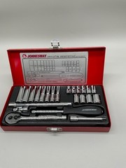 JONNESWAY 23PCS 1/4 IN DR SOCKET SET SAE S05H2223S Red Metal Case