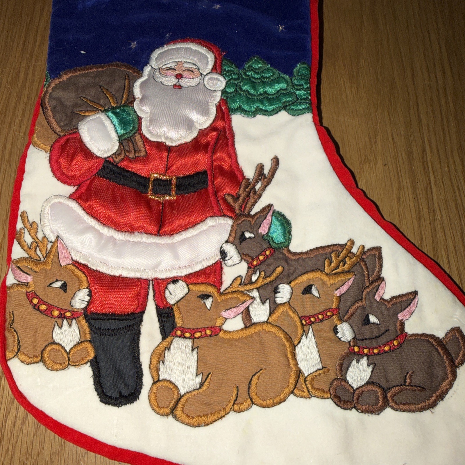 Vintage Santa Christmas Stocking L’art De Chine Reindeer Rudolph Sock gallery