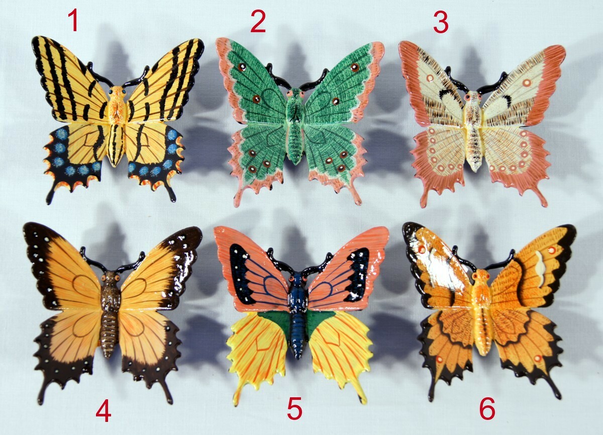 Hand Painted Pink Yellow Green Butterfly Refrigerator Magnets A59F gallery
